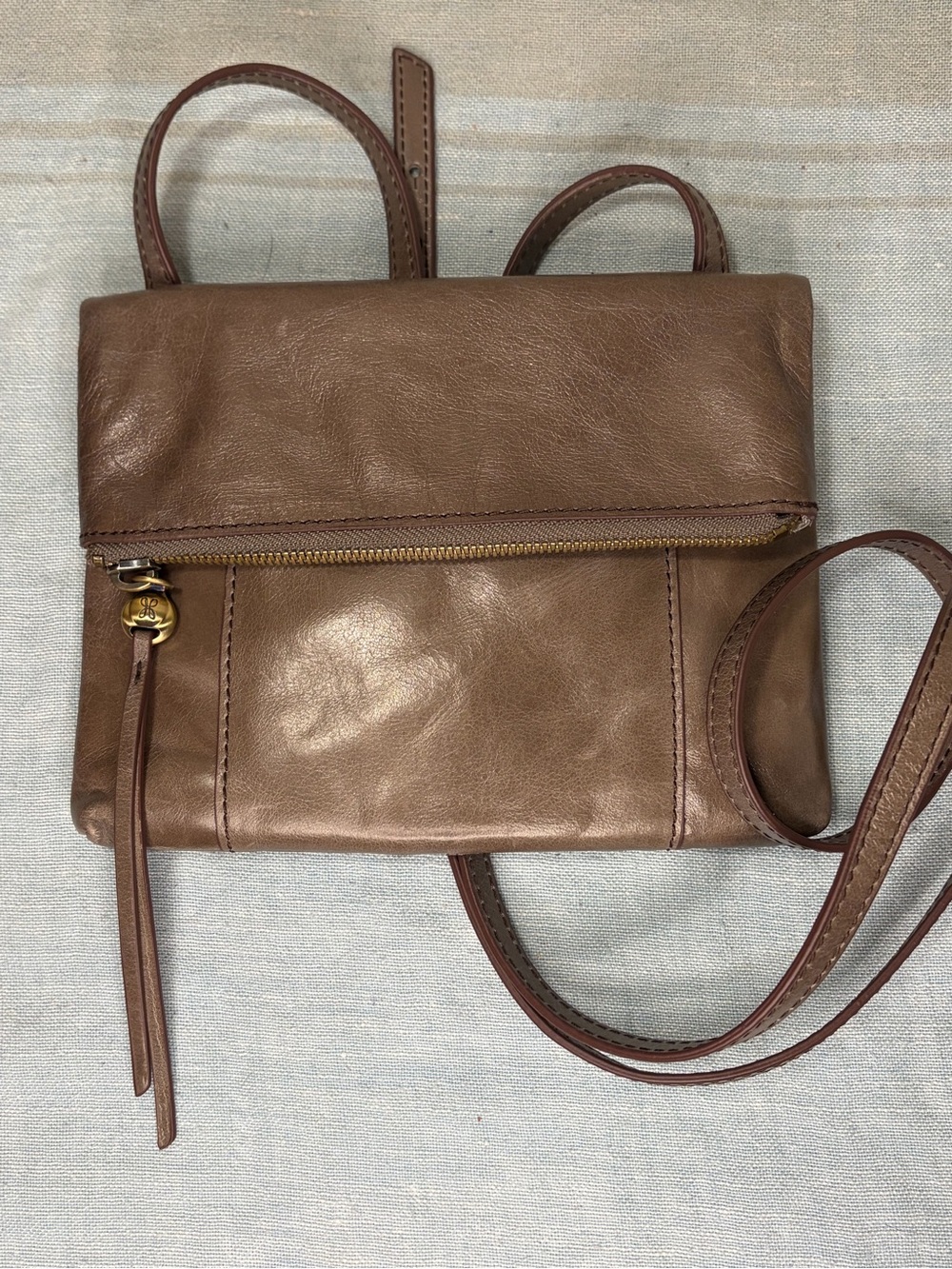 HOBO International Sparrow Leather Foldover Crossbody Bag - Taupe/Brown